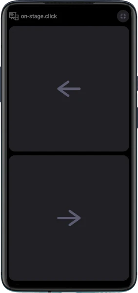 screenshot of the clicker interface, consisting of two giant buttons with left and right arrows